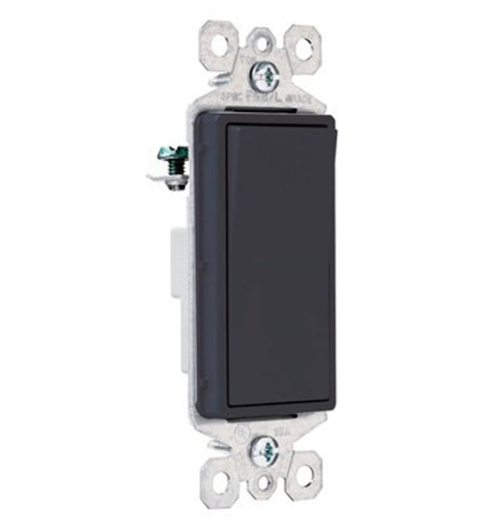 TradeMaster 15A120V Decorator Switch Single Pole in Black (Set of 4)