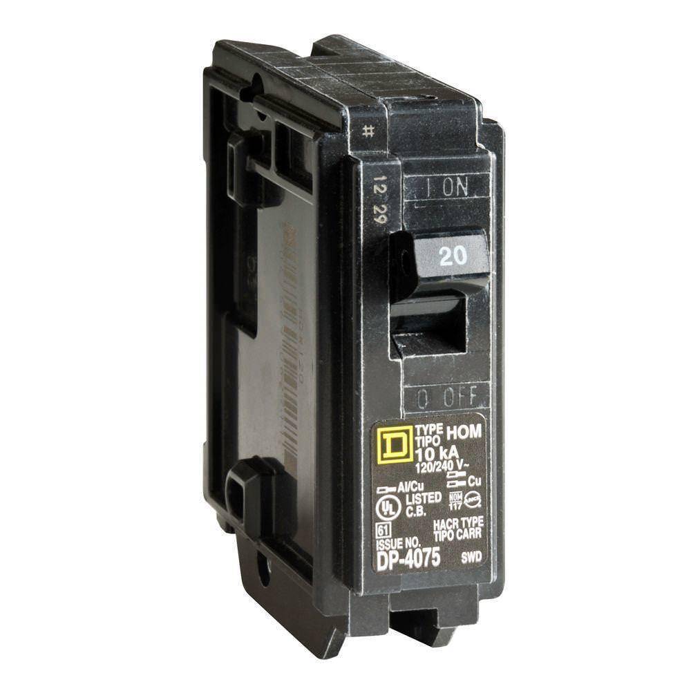 Square D HOM120 120/240 Volt 20 Amp Miniature Circuit Breaker